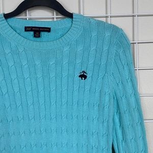Brooks Brothers | Sweaters | Brooks Brothers Blue Cable Knit Crew Neck  Sweater | Poshmark